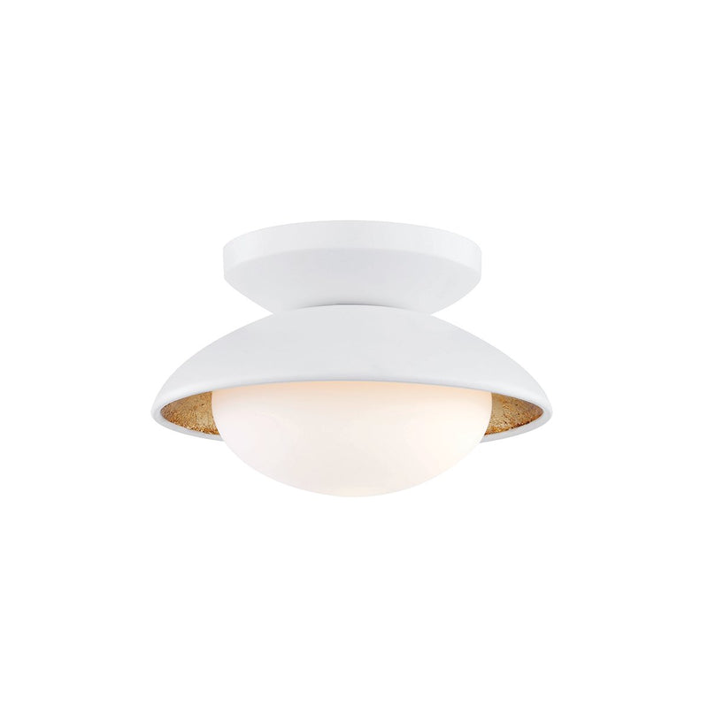 Cadence Small Semi-Flush Mount in White / Gold Leaf