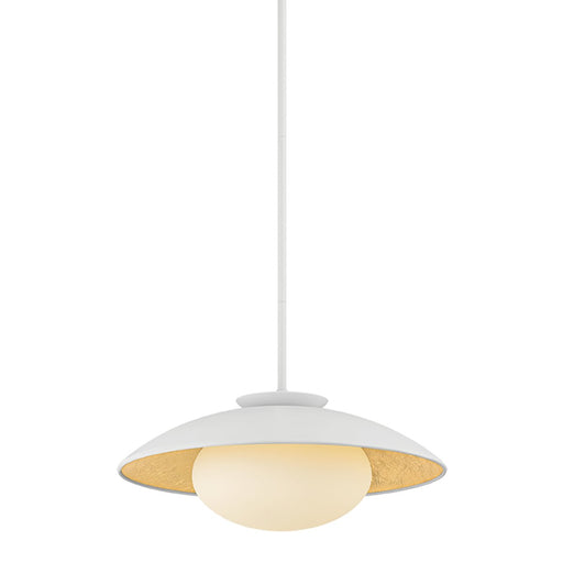 Cadence Large Pendant in White / Gold Leaf