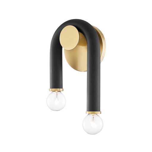 Whit 2-Light Wall Sconce in Aged Brass / Black