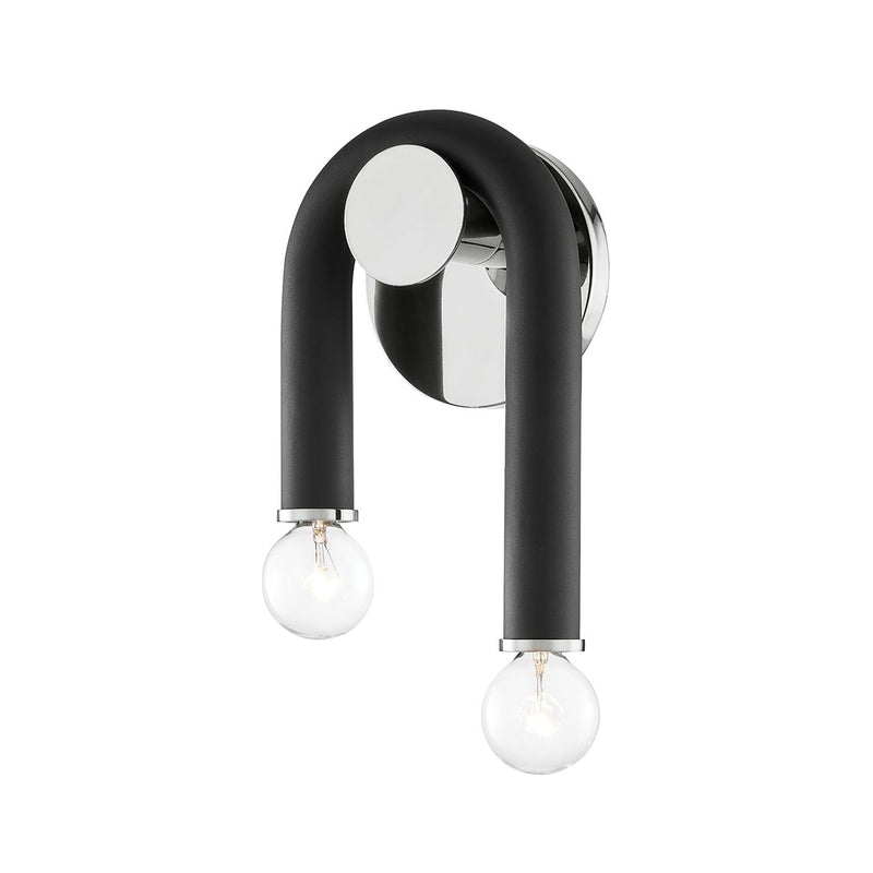 Whit 2-Light Wall Sconce in Polished Nickel / Black