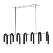 Whit 14-Light Linear Chandelier in Polished Nickel / Black