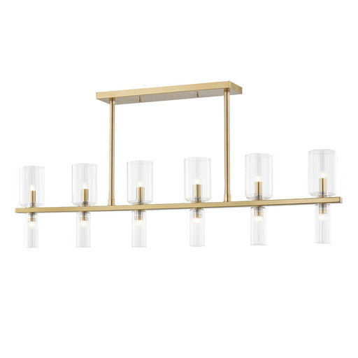 Tabitha 12-Light Linear Chandelier in Aged Brass