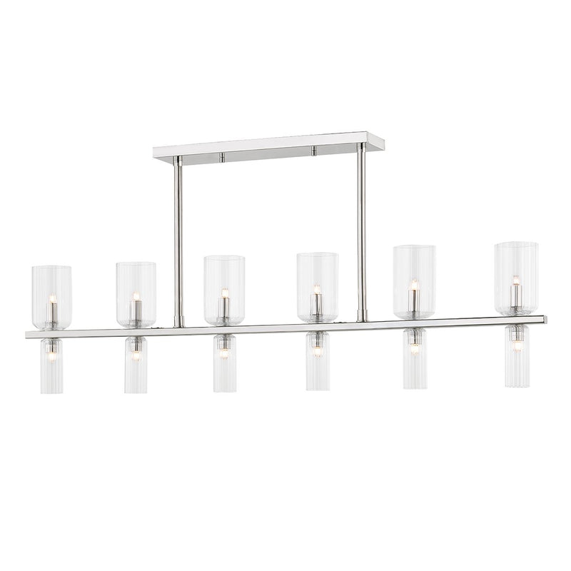 Tabitha 12-Light Linear Chandelier in Polished Nickel