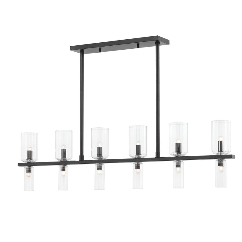 Tabitha 12-Light Linear Chandelier in Soft Black