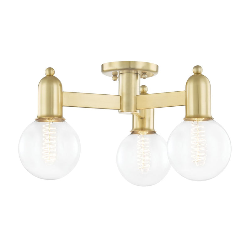 Bryce 3-Light Semi-Flush Mount in Aged Brass