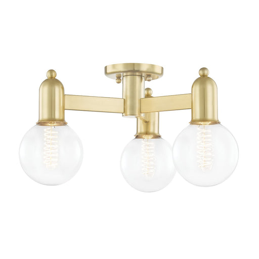 Bryce 3-Light Semi-Flush Mount in Aged Brass
