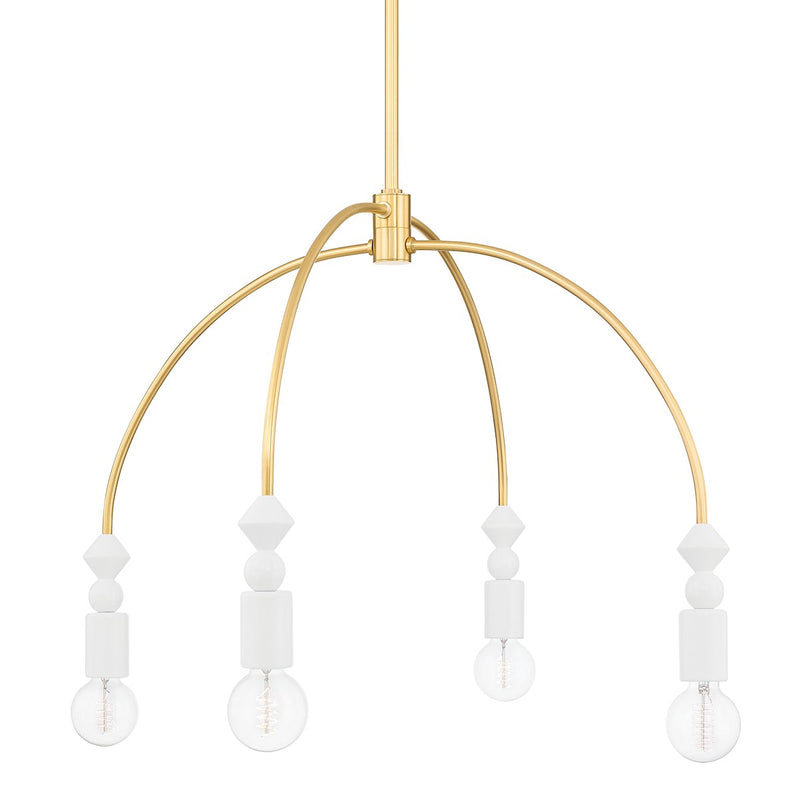 Flora 4-Light Chandelier in Aged Brass