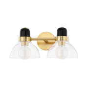 Camile 2-Light Bath Vanity Light in Aged Brass