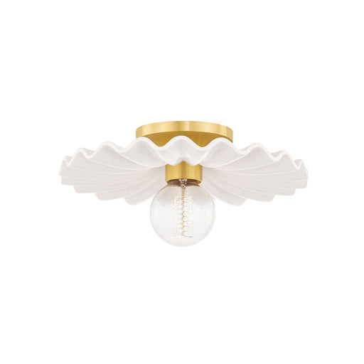 Tinsley Flush Mount in Aged Brass / Ceramic Gloss Cream
