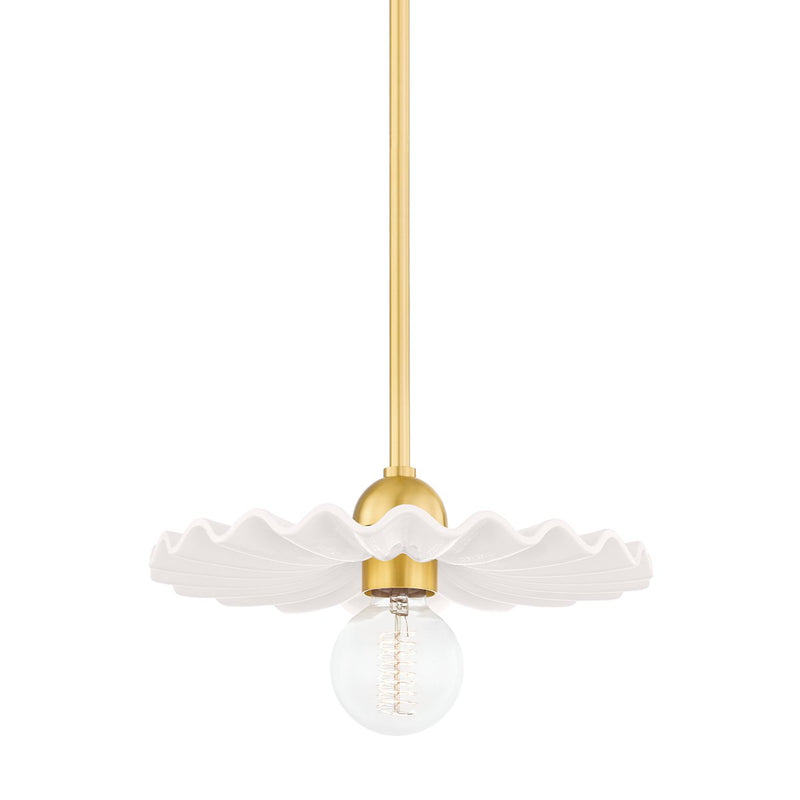 Tinsley Pendant in Aged Brass / Ceramic Gloss Cream