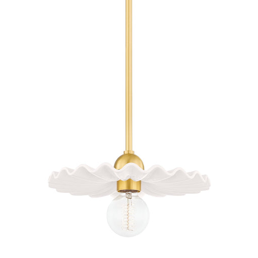 Tinsley Pendant in Aged Brass / Ceramic Gloss Cream