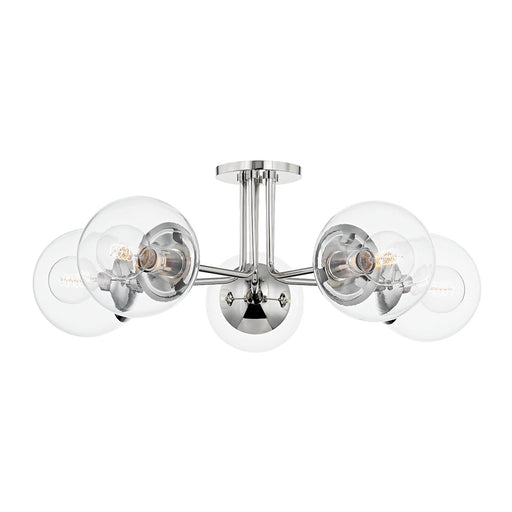 Meadow 5-Light Semi-Flush Mount in Polished Nickel