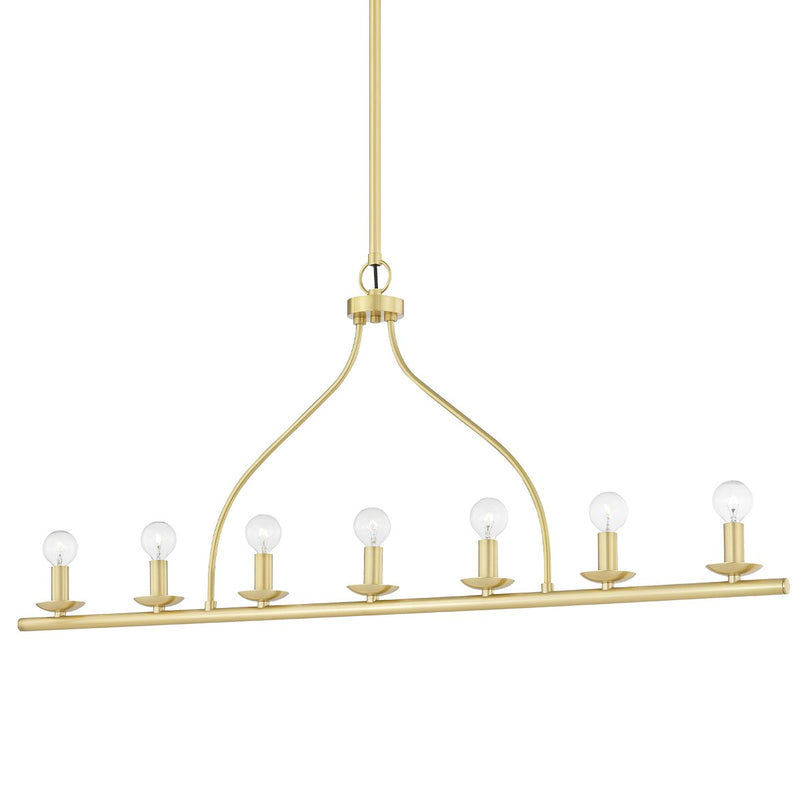 Kendra 7-Light Linear Chandelier in Aged Brass