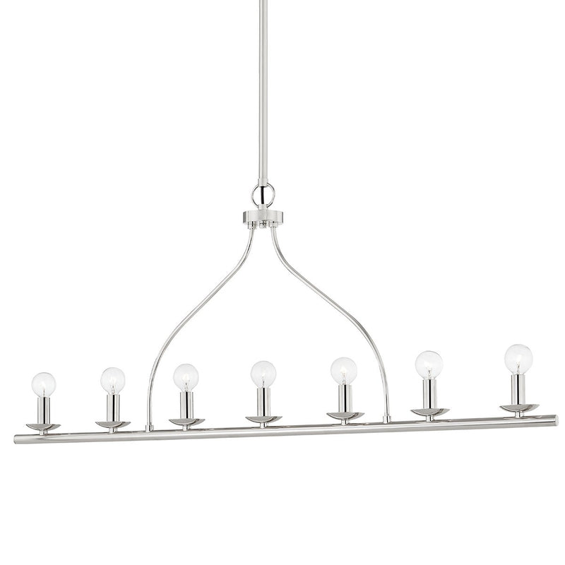 Kendra 7-Light Linear Chandelier in Polished Nickel