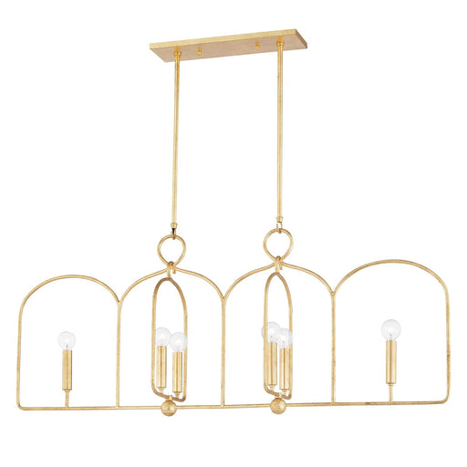 Mallory 6-Light Linear Chandelier in Gold Leaf
