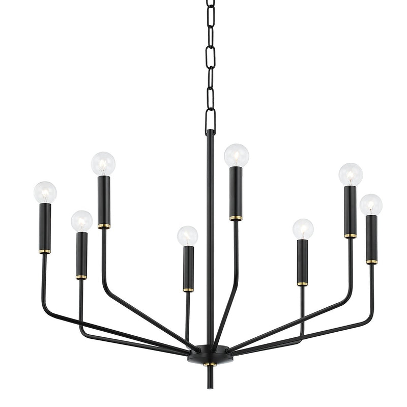 Bailey 8-Light Chandelier in Aged Brass / Soft Black