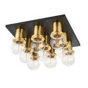 Brandi 9-Light Flush Mount in Aged Brass / Soft Black