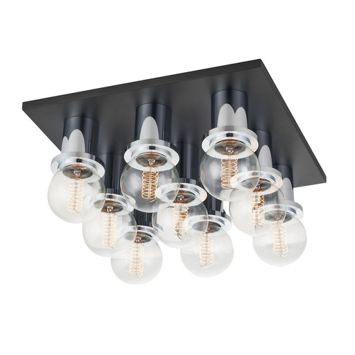 Brandi 9-Light Flush Mount in Polished Chrome / Soft Black