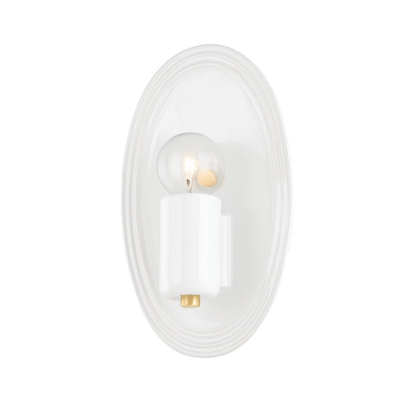 Joyce Wall Sconce in Aged Brass / Ceramic Gloss White
