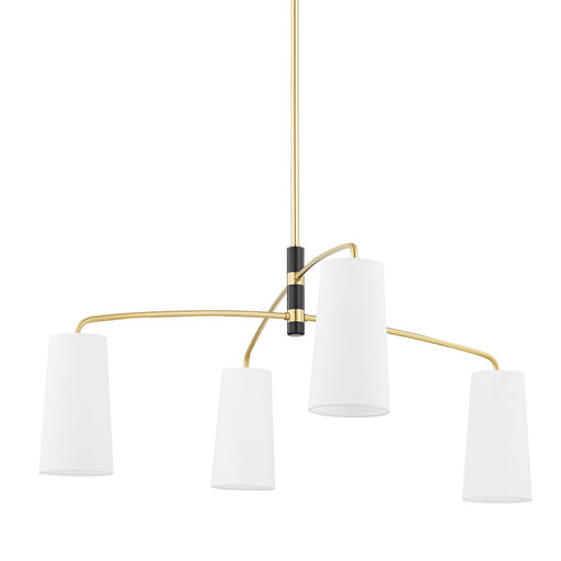 Evelyn 4-Light Chandelier in Aged Brass / Soft Black