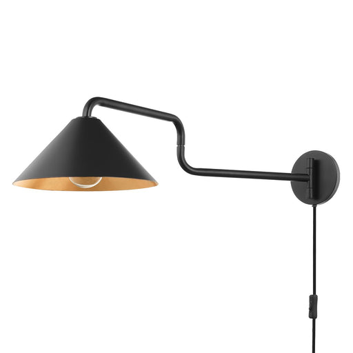 Brianna Plug-In Swing Arm Wall Lamp in Gold Leaf / Soft Black