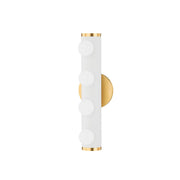 Penny 4-Light Bath Vanity Light in Aged Brass / Texture White