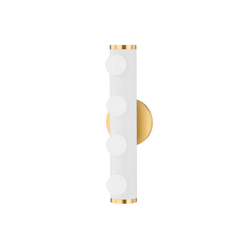 Penny 4-Light Bath Vanity Light in Aged Brass / Texture White