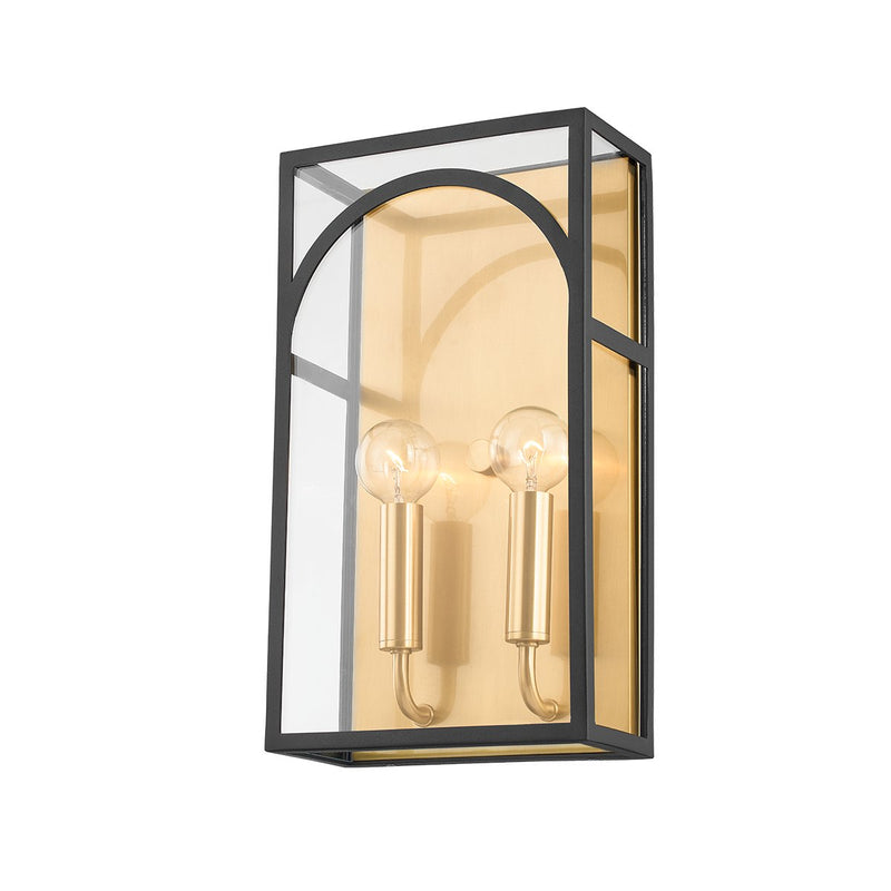 Addison 2-Light Wall Sconce in Aged Brass / Texture Black