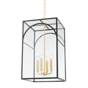 Addison Large 4-Light Chandelier in Aged Brass / Texture Black