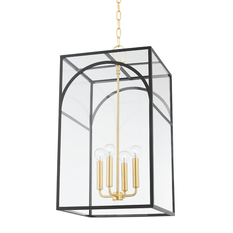 Addison Large 4-Light Chandelier in Aged Brass / Texture Black