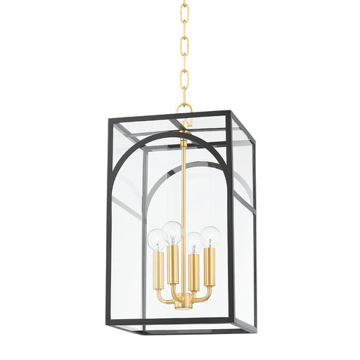 Addison Small 4-Light Chandelier in Aged Brass / Texture Black
