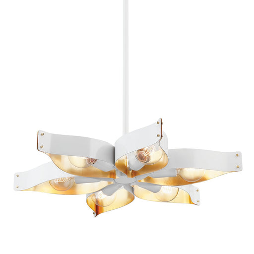 Nala 6-Light Chandelier in Soft White / Gold Leaf