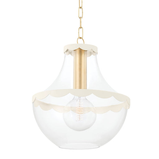 Alaina Large Pendant in Aged Brass / Soft Cream