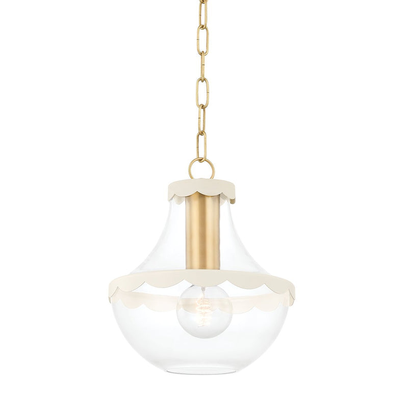 Alaina Small Pendant in Aged Brass / Soft Cream