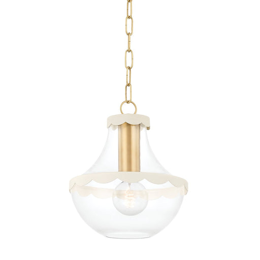 Alaina Small Pendant in Aged Brass / Soft Cream