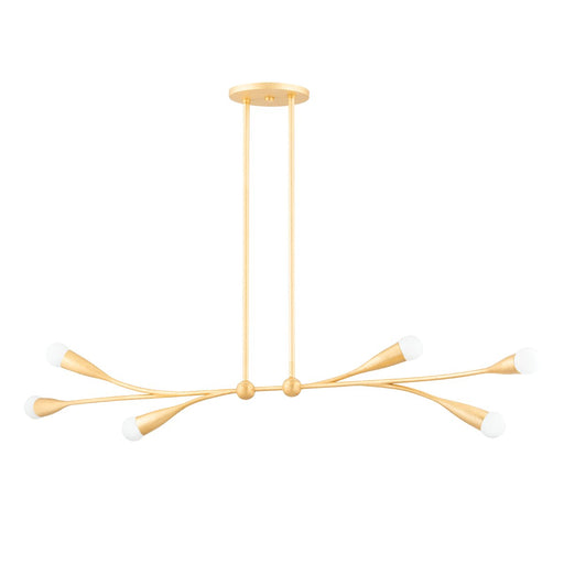 Elsa 6-Light Linear Chandelier in Gold Leaf