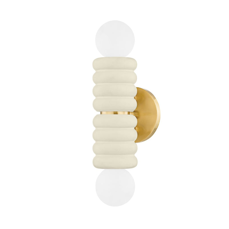 Bibi 2-Light Wall Sconce in Aged Brass / Ceramic Antique Ivory