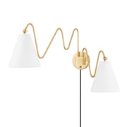 Onda 2-Light Plug-In Wall Sconce in Aged Brass