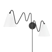 Onda 2-Light Plug-In Wall Sconce in Soft Black