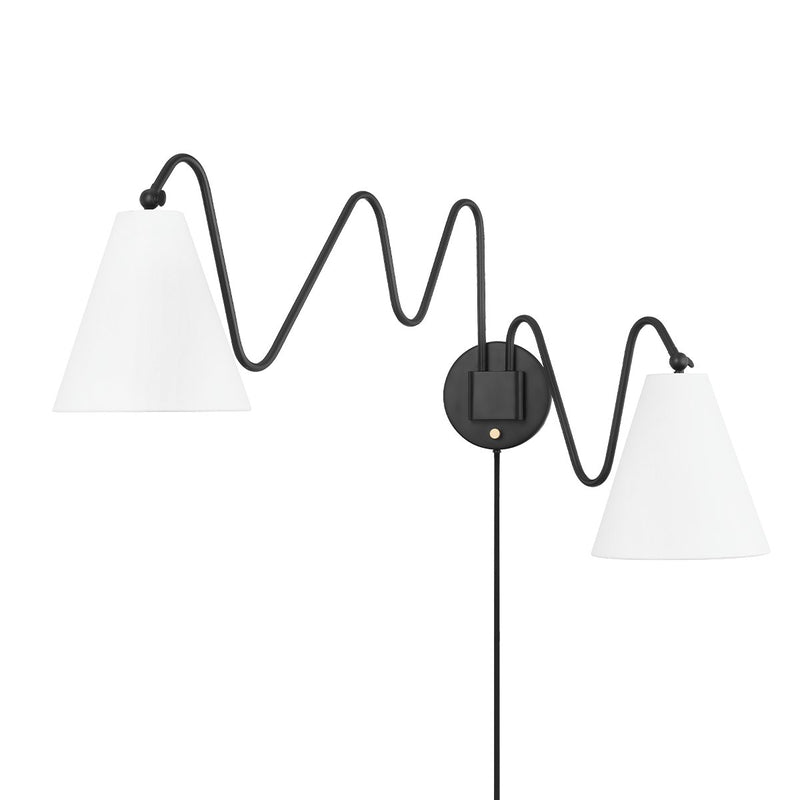 Onda 2-Light Plug-In Wall Sconce in Soft Black