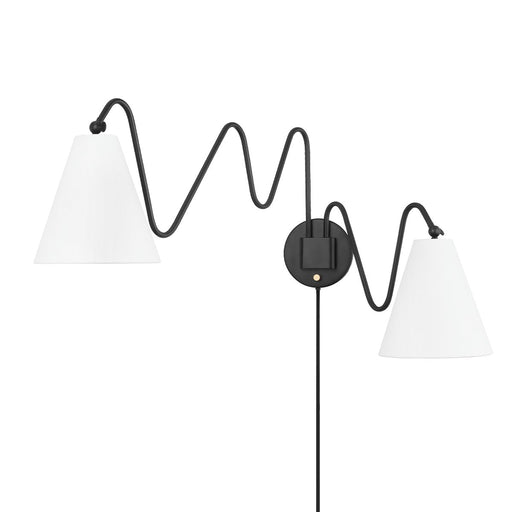 Onda 2-Light Plug-In Wall Sconce in Soft Black