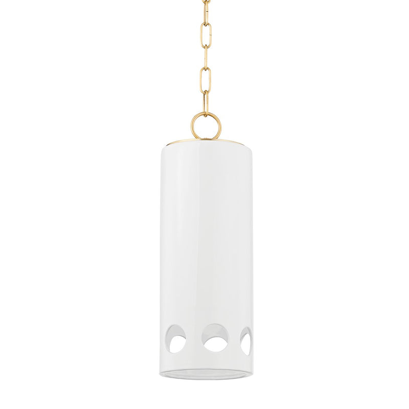 Jean Mini Pendant in Aged Brass / Ceramic Gloss White