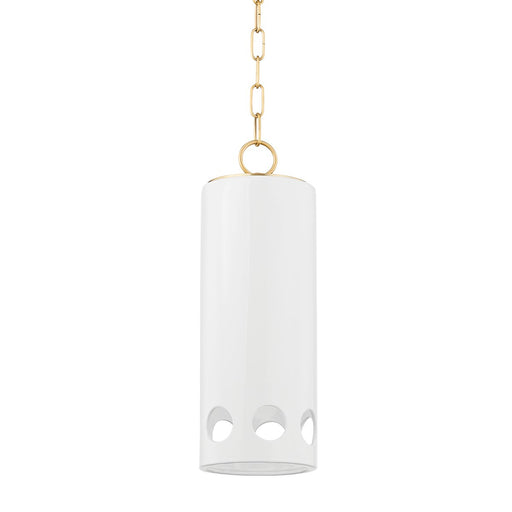Jean Mini Pendant in Aged Brass / Ceramic Gloss White