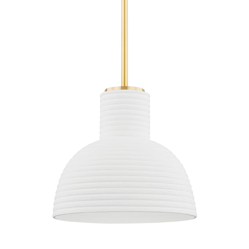 Paloma Pendant in Aged Brass / Ceramic White Wash