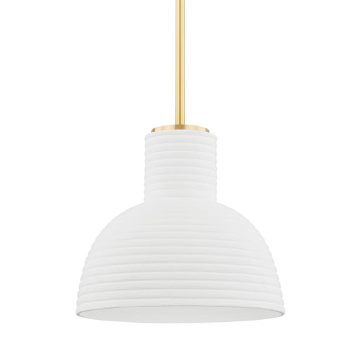 Paloma Pendant in Aged Brass / Ceramic White Wash
