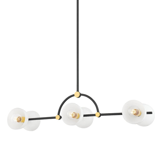 Belle 6-Light Linear Chandelier in Aged Brass / Texture Black