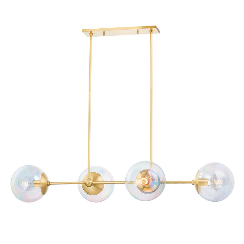 Ophelia 4-Light Linear Chandelier in Aged Brass