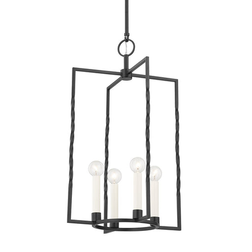 Adelaide Large 4-Light Lantern Chandelier in Texture Black