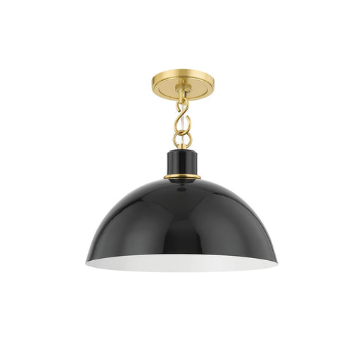 Camille Small Pendant in Aged Brass / Gloss Black