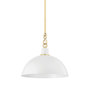 Camille Small Pendant in Aged Brass / Gloss White